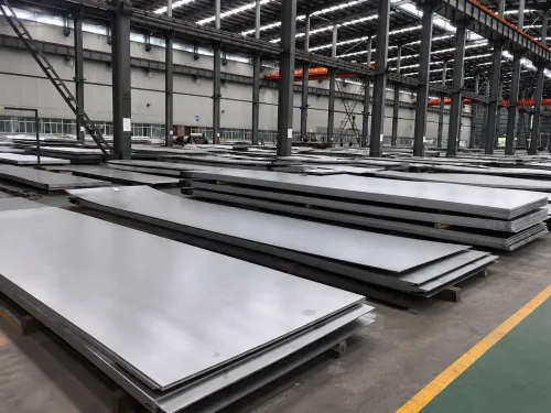 Stainless Steel Sheet Metal Stock in Industrial Warehouse
